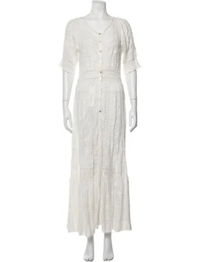 Pre-owned Loveshackfancy Floral Print Long Dress In White