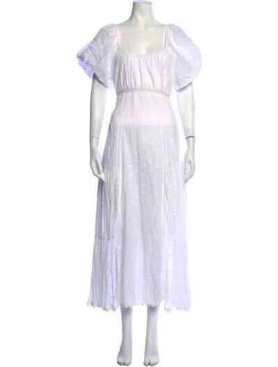 Pre-owned Loveshackfancy Floral Print Long Dress In White