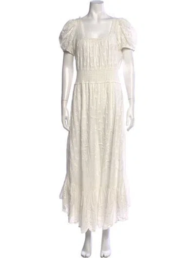 Pre-owned Loveshackfancy Floral Print Long Dress In White