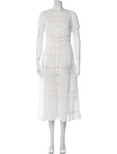 Pre-owned Loveshackfancy Floral Print Long Dress In White