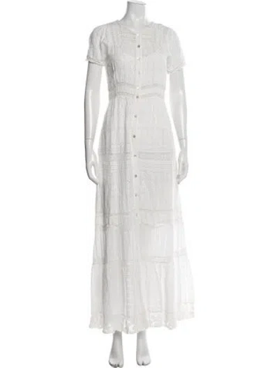 Pre-owned Loveshackfancy Floral Print Long Dress In White