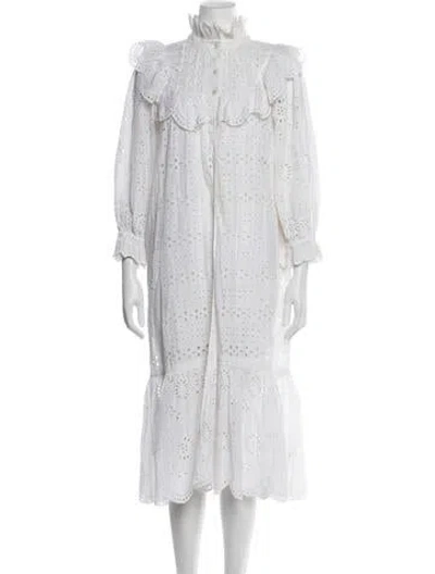 Pre-owned Loveshackfancy Floral Print Long Dress In White