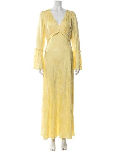 Pre-owned Loveshackfancy Floral Print Long Dress In Yellow