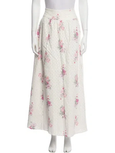 Pre-owned Loveshackfancy Floral Print Long Skirt In Black