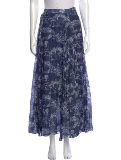 Pre-owned Loveshackfancy Floral Print Long Skirt In Blue
