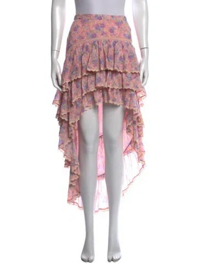 Pre-owned Loveshackfancy Floral Print Long Skirt In Blue/pink/purple