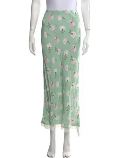 Pre-owned Loveshackfancy Floral Print Long Skirt In Green