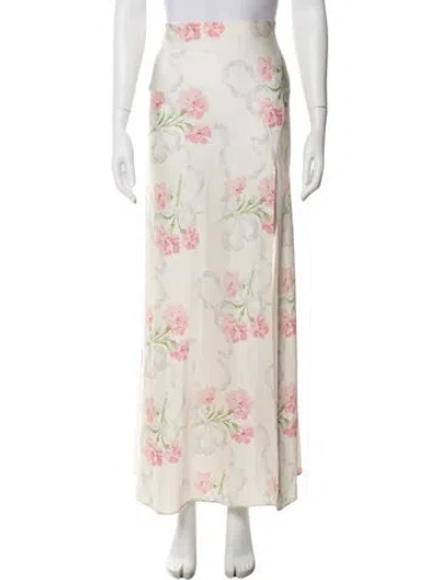 Pre-owned Loveshackfancy Floral Print Long Skirt In Neutral