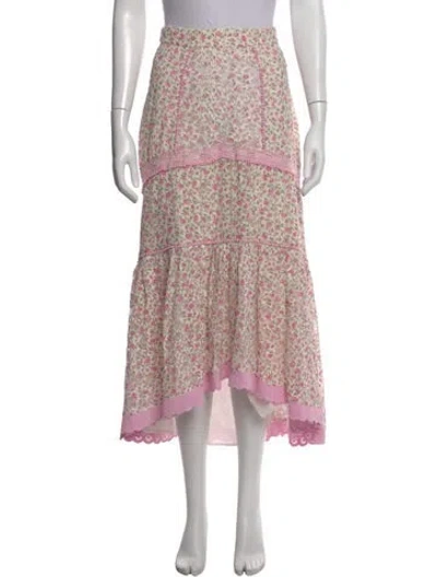 Pre-owned Loveshackfancy Floral Print Long Skirt In Neutral