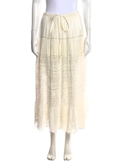 Pre-owned Loveshackfancy Floral Print Long Skirt In Neutral