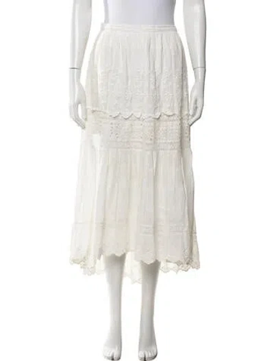 Pre-owned Loveshackfancy Floral Print Long Skirt In Neutrals