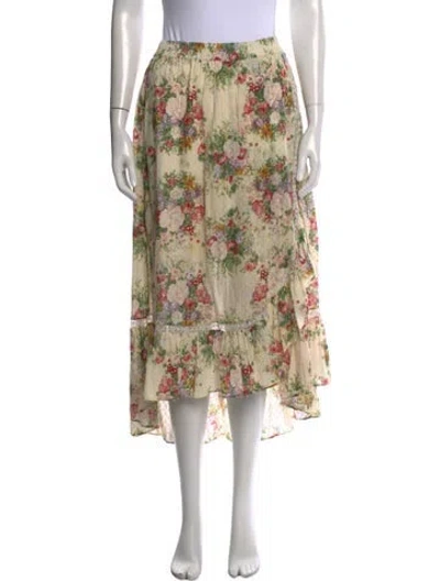 Pre-owned Loveshackfancy Floral Print Long Skirt In Neutrals