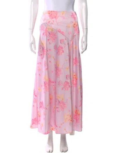 Pre-owned Loveshackfancy Floral Print Long Skirt In Pink