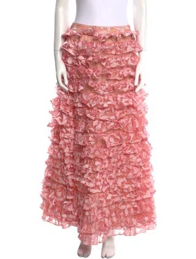 Pre-owned Loveshackfancy Floral Print Long Skirt In Pink