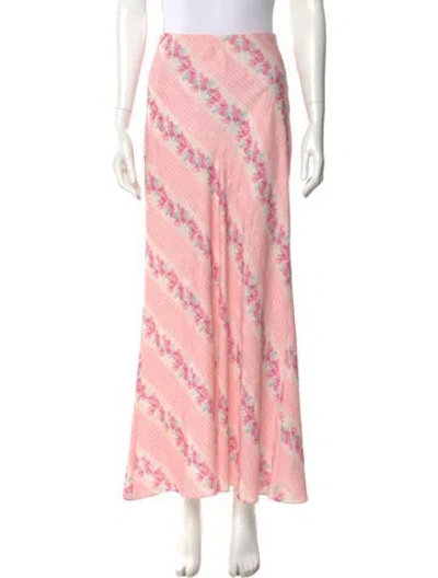 Pre-owned Loveshackfancy Floral Print Long Skirt In Pink