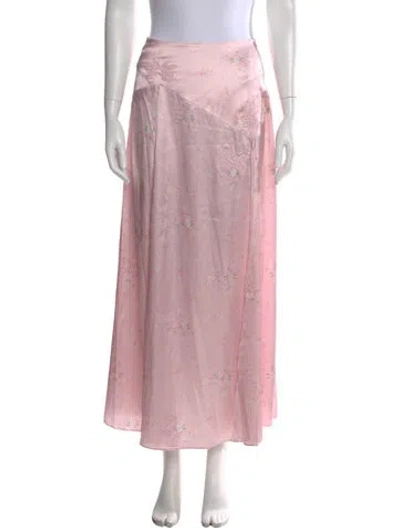 Pre-owned Loveshackfancy Floral Print Long Skirt In Pink