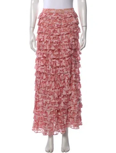 Pre-owned Loveshackfancy Floral Print Long Skirt In Pink