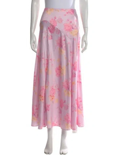 Pre-owned Loveshackfancy Floral Print Long Skirt In Pink