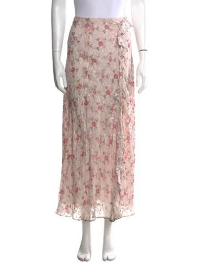 Pre-owned Loveshackfancy Floral Print Long Skirt In Pink