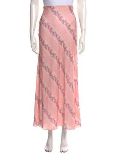 Pre-owned Loveshackfancy Floral Print Long Skirt In Pink