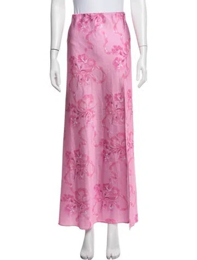 Pre-owned Loveshackfancy Floral Print Long Skirt In Pink