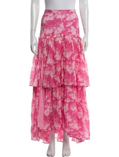 Pre-owned Loveshackfancy Floral Print Long Skirt In Pink