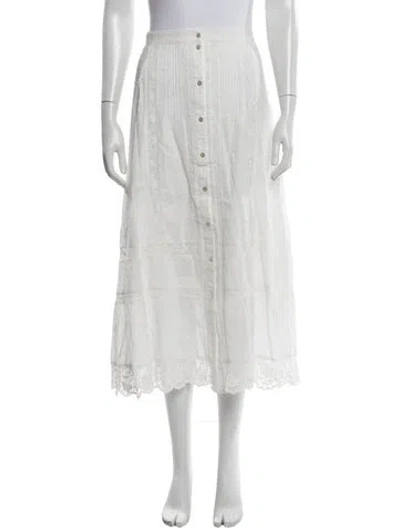 Pre-owned Loveshackfancy Floral Print Long Skirt W/ Tags In White