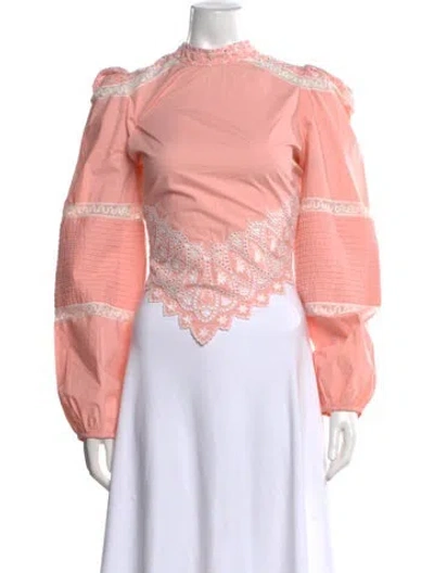 Pre-owned Loveshackfancy Floral Print Long Sleeve Blouse In Pink