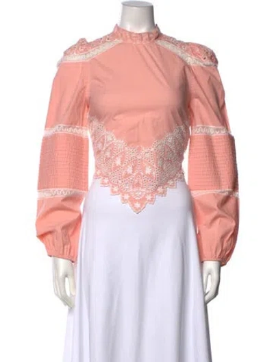 Pre-owned Loveshackfancy Floral Print Long Sleeve Blouse W/ Tags In Pink