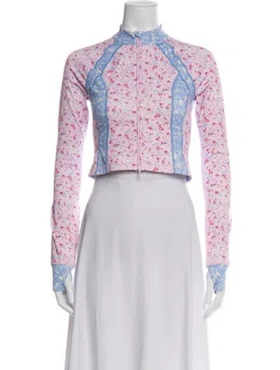 Pre-owned Loveshackfancy Floral Print Long Sleeve Top In Blue