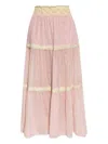 Loveshackfancy Phia Cotton Mixed Print Maxi Skirt In Taffy Twist In Pink
