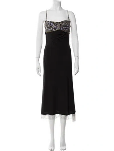 Pre-owned Loveshackfancy Floral Print Midi Length Dress In Black