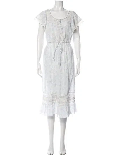 Pre-owned Loveshackfancy Floral Print Midi Length Dress In Blue