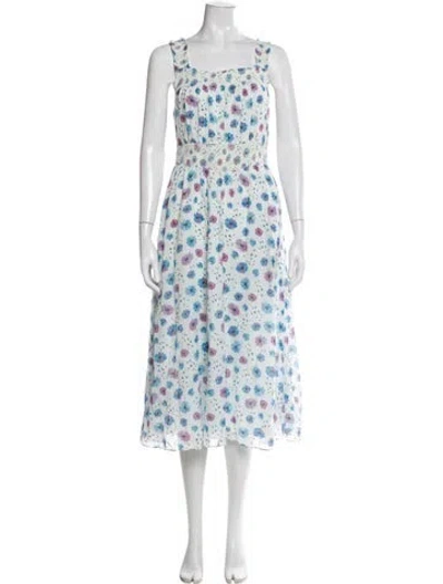 Pre-owned Loveshackfancy Floral Print Midi Length Dress In Blue