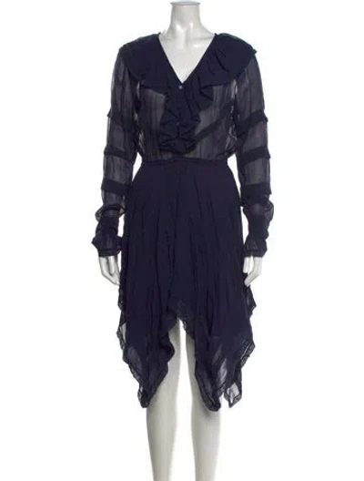 Pre-owned Loveshackfancy Floral Print Midi Length Dress In Blue
