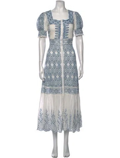 Pre-owned Loveshackfancy Floral Print Midi Length Dress In Blue