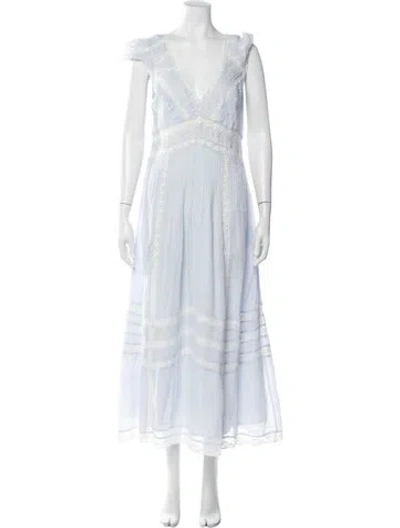 Pre-owned Loveshackfancy Floral Print Midi Length Dress In Blue