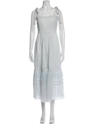 Pre-owned Loveshackfancy Floral Print Midi Length Dress In Blue