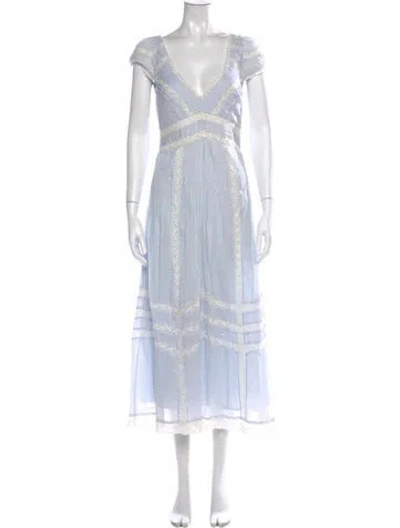 Pre-owned Loveshackfancy Floral Print Midi Length Dress In Blue