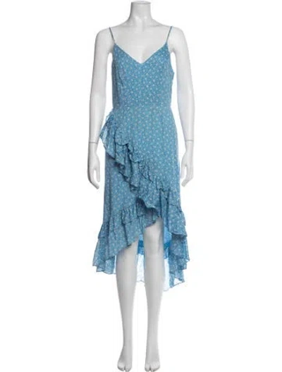 Pre-owned Loveshackfancy Floral Print Midi Length Dress In Blue