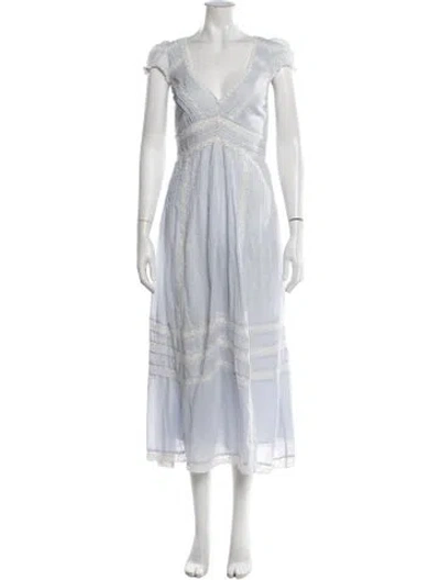 Pre-owned Loveshackfancy Floral Print Midi Length Dress In Blue