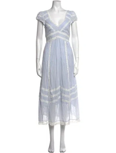 Pre-owned Loveshackfancy Floral Print Midi Length Dress In Blue