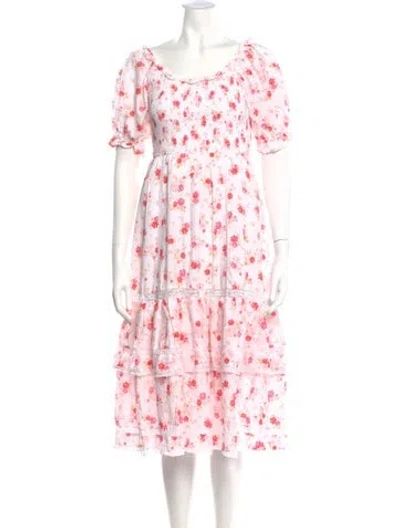 Pre-owned Loveshackfancy Floral Print Midi Length Dress In Multi