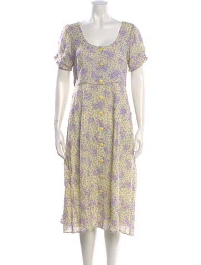 Pre-owned Loveshackfancy Floral Print Midi Length Dress In Multi