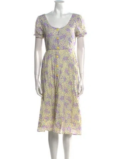 Pre-owned Loveshackfancy Floral Print Midi Length Dress In Multi