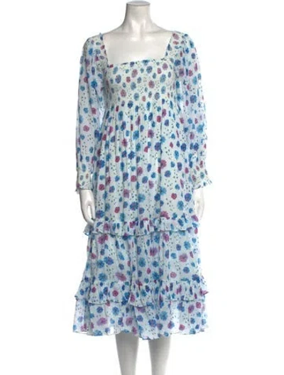 Pre-owned Loveshackfancy Floral Print Midi Length Dress In Multi