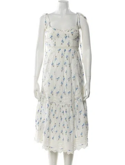 Pre-owned Loveshackfancy Floral Print Midi Length Dress In Multi