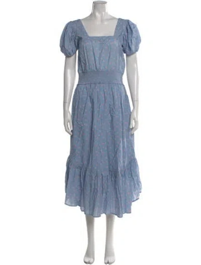 Pre-owned Loveshackfancy Floral Print Midi Length Dress In Multi
