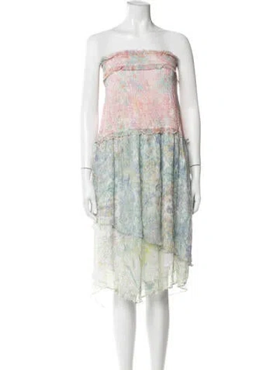 Pre-owned Loveshackfancy Floral Print Midi Length Dress In Multi