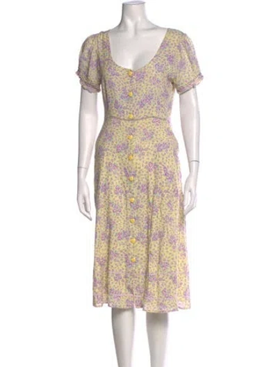 Pre-owned Loveshackfancy Floral Print Midi Length Dress In Multi